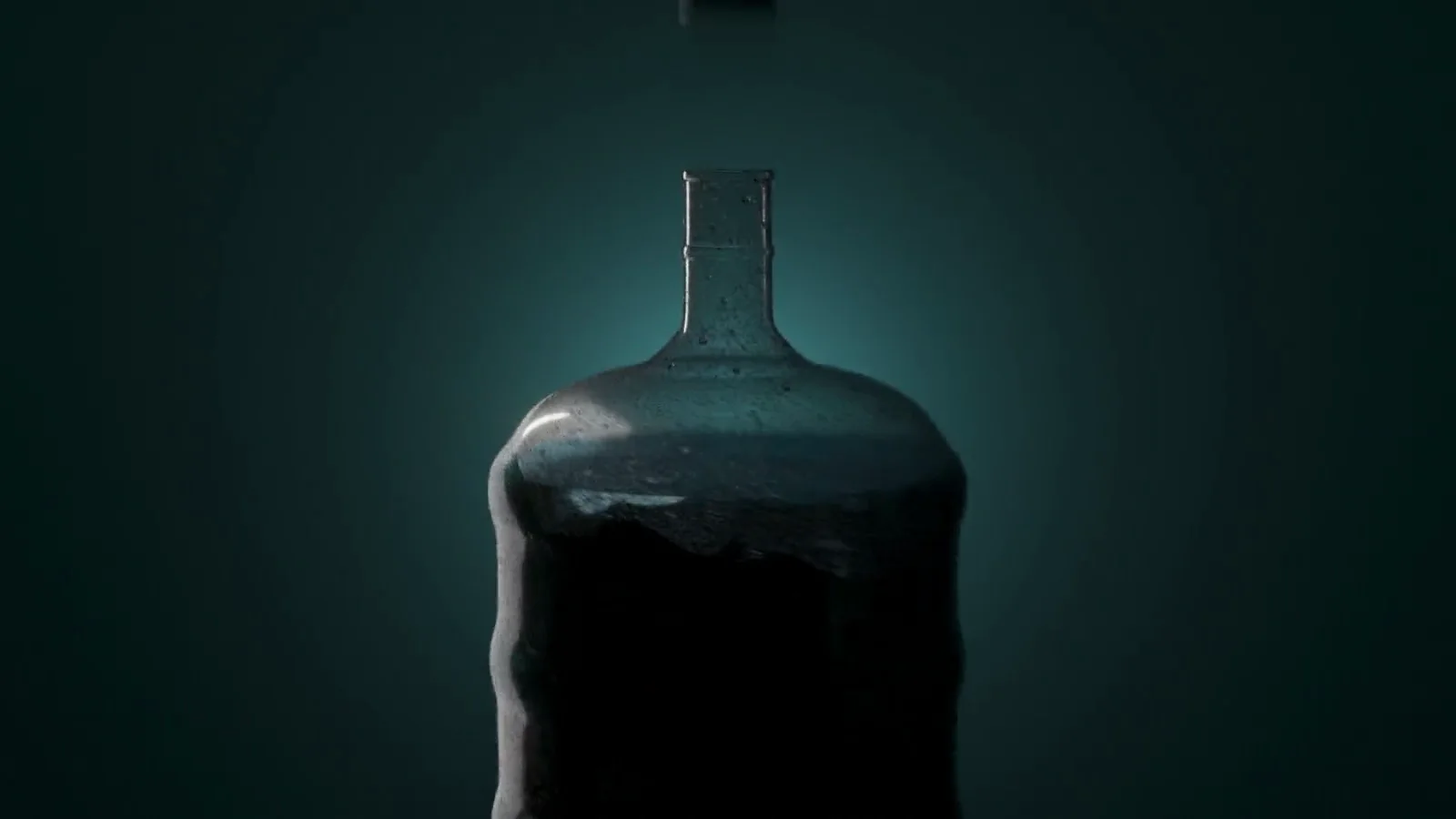 The Pikova launch film: the Gurugram skyline at night, a single drop falling into stillness, the sealed twenty-litre vessel lit against deep green, panels naming white-glove delivery and the non-reusable model, closing on the words Pikova Water.